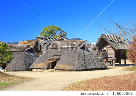 [Saga Prefecture] Yoshinogari Historical Park (Kura and City) under clear skies 136093801