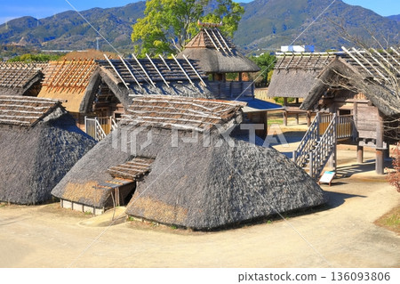 [Saga Prefecture] Yoshinogari Historical Park (Kura and City) under clear skies 136093806