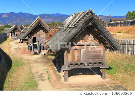 [Saga Prefecture] Yoshinogari Historical Park (Kura and City) under clear skies 136093809