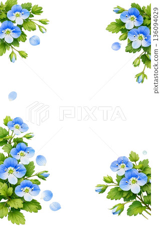 水彩邊框背景，繪有波斯花 136094029