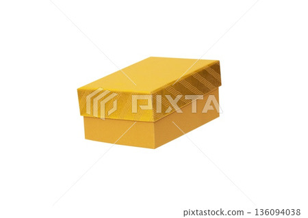 A Gold Gift Box is Isolated White Background Cutout A Gold Gift Box is Isolated White Background Cutout 136094038