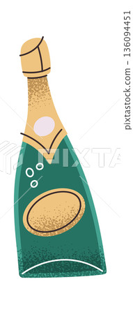 Bottle of champagne sticker design Bottle of champagne sticker design 136094451