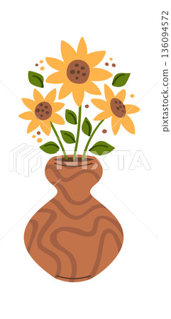 Sunflower vase Women Day sticker 136094572