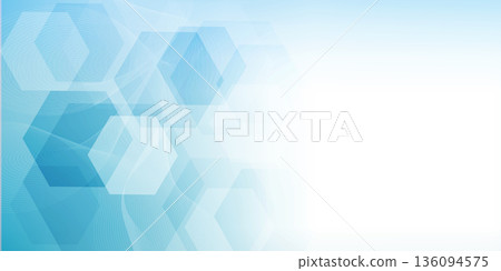 Health care or medical abstract background with hexagons, lines and dots. Scientific innovation banner template concept. Biology and pharmaceutical technology background. illustration. 136094575
