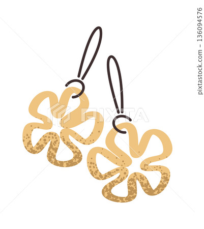 Golden earrings floral jewelry design 136094576