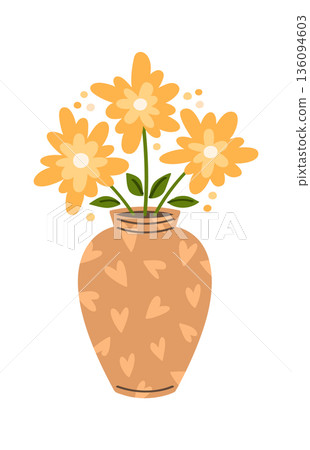 Yellow floral composition in vase 136094603