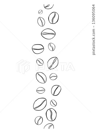 coffee symbol beans vertical seamless border. hand drawn illustration. Vector graphic line ink Black, white art. For organic product packaging, culinary branding, herbal labels, coffee symbol beans vertical seamless border. hand drawn illustration. Vector graphic line ink Black, white art. For organic product packaging, culinary branding, herbal labels, 136095064