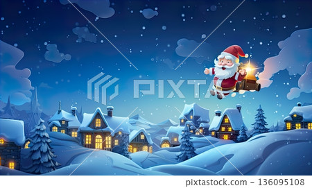 snowman in the winter landscape - Stock Illustration [136095108] - PIXTA