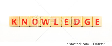 Knowledge symbol. Concept word Knowledge on beautiful wooden blocks. Beautiful white background. Business knowledge concept. Copy space. Knowledge symbol. Concept word Knowledge on beautiful wooden blocks. Beautiful white background. Business knowledge concept. Copy space. 136095599