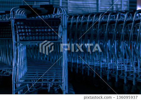 Shopping cart at night Shopping cart at night 136095937