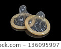 Latex condoms on a dark background close up 136095997