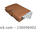 Leather wallet with hundred dollar banknotes 136096002