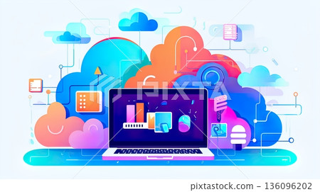 cloud computing concept with connected line cloud computing concept with connected line 136096202