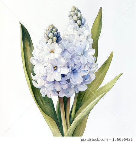 Watercolor spring flower hyacinth on white background Watercolor spring flower hyacinth on white background 136096421