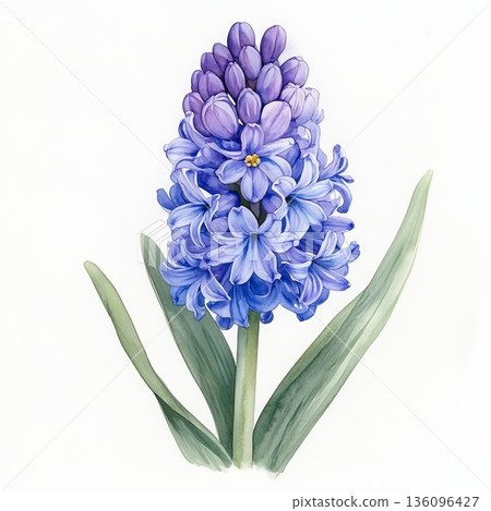 Watercolor spring flower hyacinth on white background 136096427
