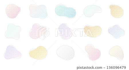 Vector illustration of a simple abstract shape made of gradient stripes in pastel colors 136096479