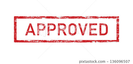 A red rectangular stamp with the words Approved on a white background 136096507