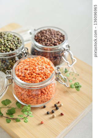 Variety of healthy vegan, plant based protein source. 136096965