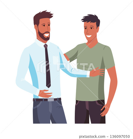 People hugging together with isolated compositions of doodle people embracing each other on blank background vector illustration 136097050