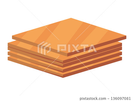 Laminated plywood panels for woodworking designs, Multiple sheets of plywood with visible wood grain intended for cabinetry and interior fitout developments in urban workshops 136097081