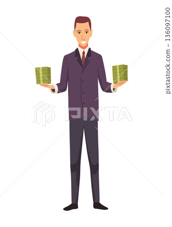 Rich man flat cartoon comic element, millionaire man money vector illustration Rich man flat cartoon comic element, millionaire man money vector illustration 136097100