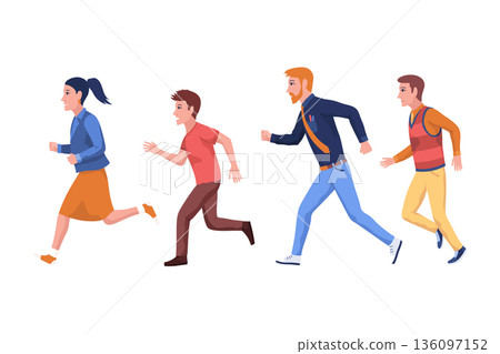 Pupils evacuation from school building flat color vector illustration. Students and staff emergency leaving. Kids follows escape route 2D cartoon characters with educational facility Pupils evacuation from school building flat color vector illustration. Students and staff emergency leaving. Kids follows escape route 2D cartoon characters with educational facility 136097152