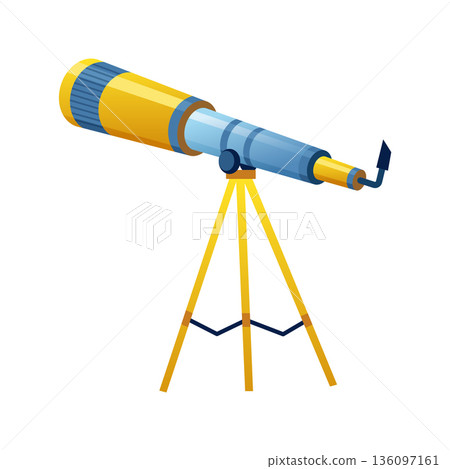 Telescope for space exploration, science discovery and astronomy studying. Equipment for watching on cosmos. Education spyglass for research stars 136097161