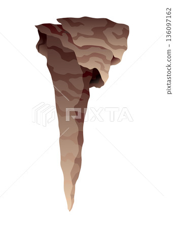 Stalactite. Icicle shaped hanging mineral formations in cave. Nature brown limestone, material stone icon. Natural growth geology formations 136097162