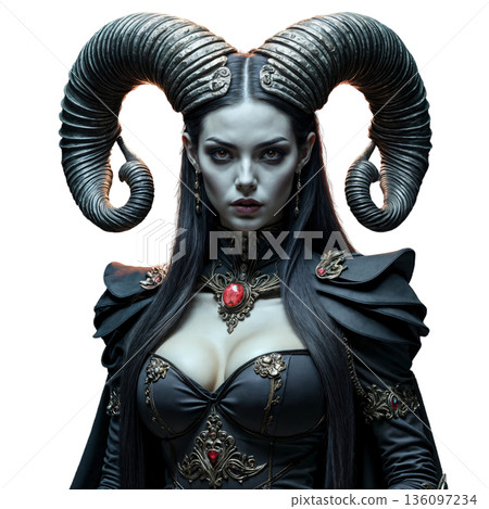 The image shows a fantasy character in the form of a female demon 136097234
