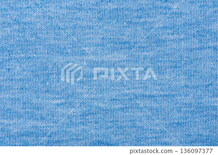Blue background knitted fabric macro photo, clothing. 136097377