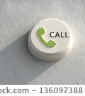 Call Button Icon On White Round Platform Signaling Phone Contact And Communication 136097388