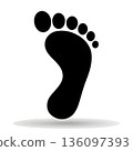 Black Footprint Icon on White Background with Shadow for Logo, Design, and Brand Use 136097393