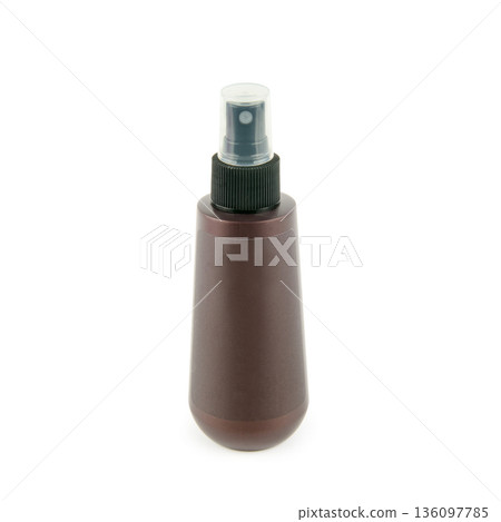 Brown Cosmetic Spray Bottle Isolated on White Background 136097785