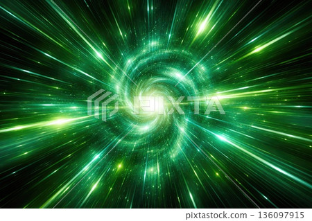 Abstract Green Space Tunnel Warp Speed Background Abstract Green Space Tunnel Warp Speed Background 136097915