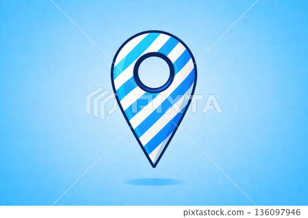 Minimal Blue and White Location Pin Icon on Soft Background 136097946