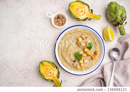 Artichoke cream soup Artichoke cream soup 136098121