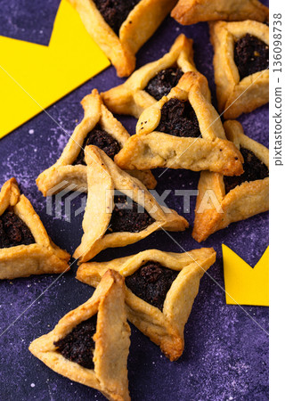 Traditional Jewish Purim cookies Hamantaschen Traditional Jewish Purim cookies Hamantaschen 136098738
