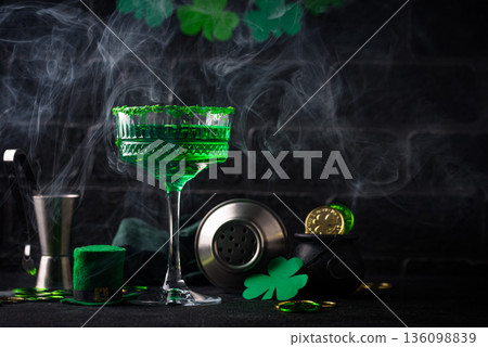 Green cocktail for St. Patrick day Green cocktail for St. Patrick day 136098839