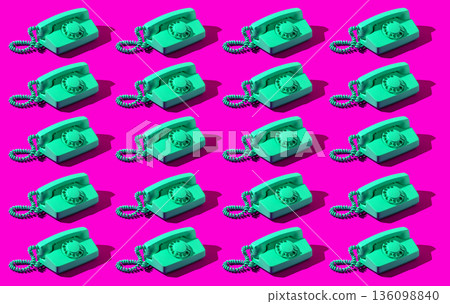 Retro vintage rotary telephone collage Retro vintage rotary telephone collage 136098840