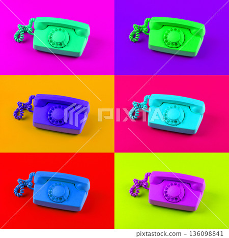 Retro vintage rotary telephone collage 136098841