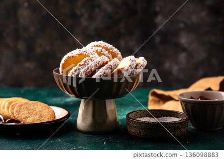 Alfajores, traditional Spanish sandwich cookies 136098883
