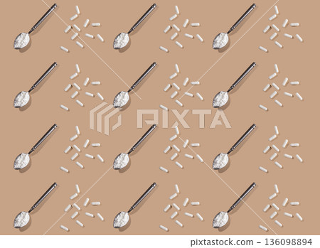 Collagen powder and pills. Isolated on color 136098894