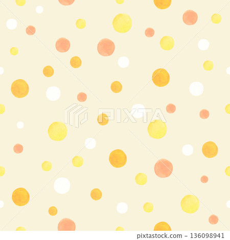 Summer Watercolor Polka Dot Seamless Pattern on Cream Summer Watercolor Polka Dot Seamless Pattern on Cream 136098941