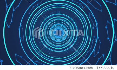 Abstract tunnel with molecule. Computer generated 3d render Abstract tunnel with molecule. Computer generated 3d render 136099010