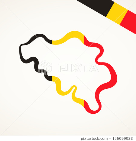 Belgium - Outline map and corner flag Belgium - Outline map and corner flag 136099028