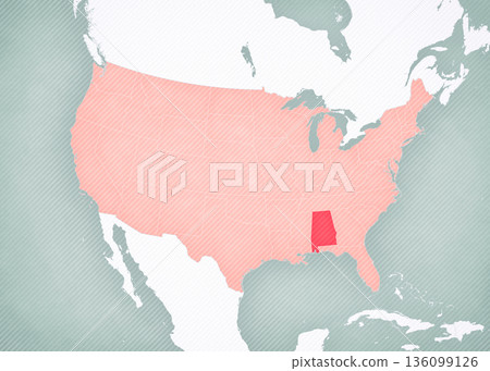 Map of United States of America - Alabama 136099126