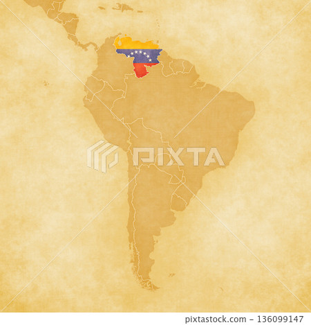 Ocher map of South America - Venezuela Ocher map of South America - Venezuela 136099147