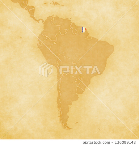 Ocher map of South America - French Guiana 136099148