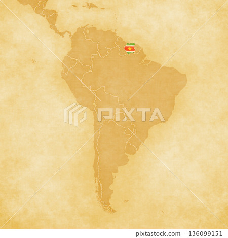 Ocher map of South America - Suriname Ocher map of South America - Suriname 136099151