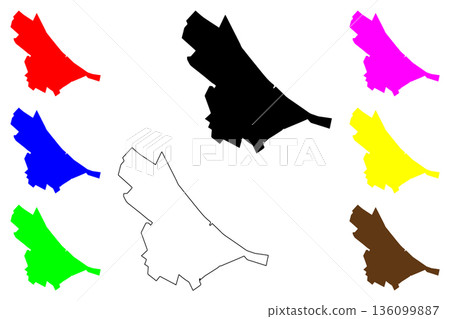 Kaspiysk city (Russia, Russian Federation) map vector illustration, scribble sketch Kaspiysk map 136099887